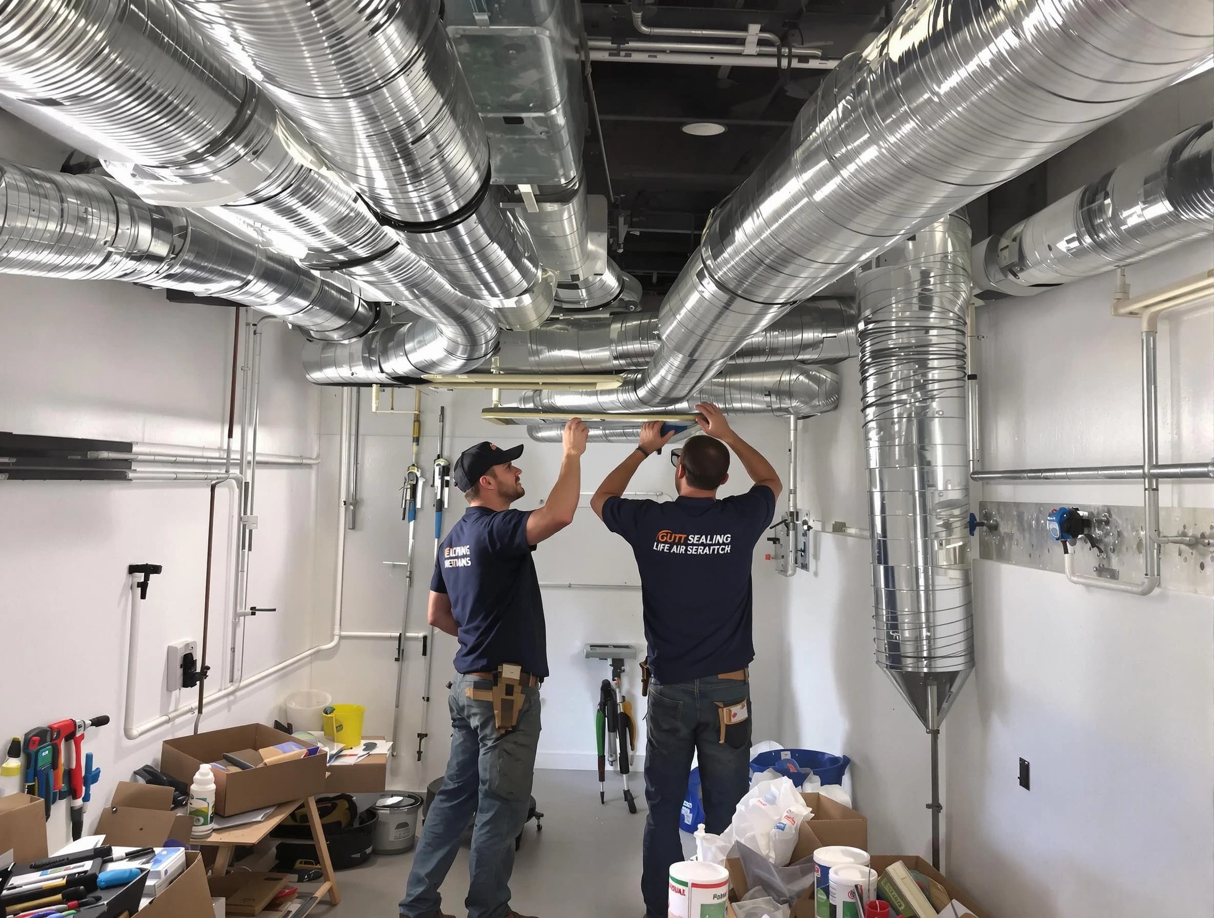 East Providence Air Duct Cleaning technician applying professional duct sealing solutions in East Providence