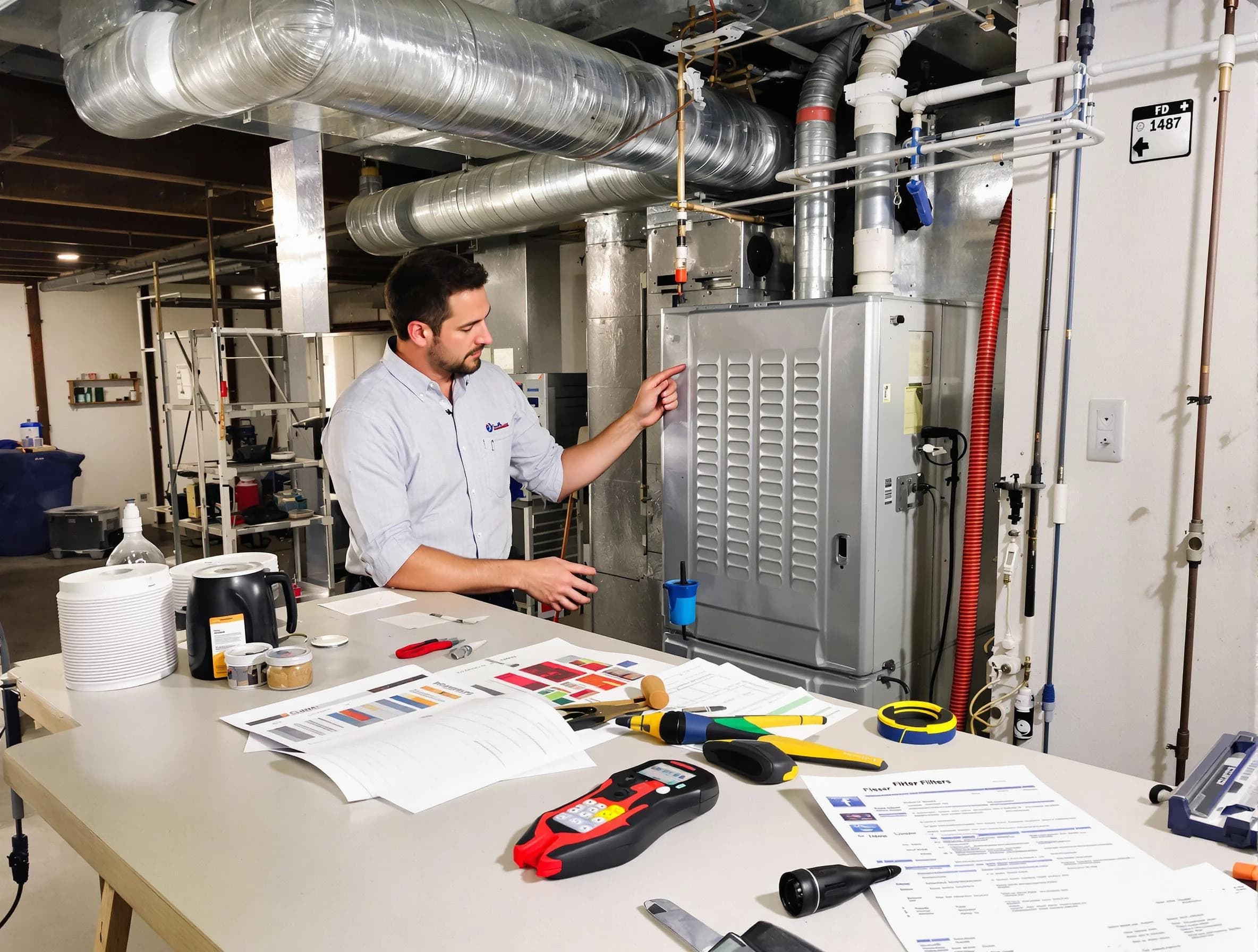 East Providence Air Duct Cleaning inspector conducting detailed filter system evaluation using professional diagnostic tools in East Providence