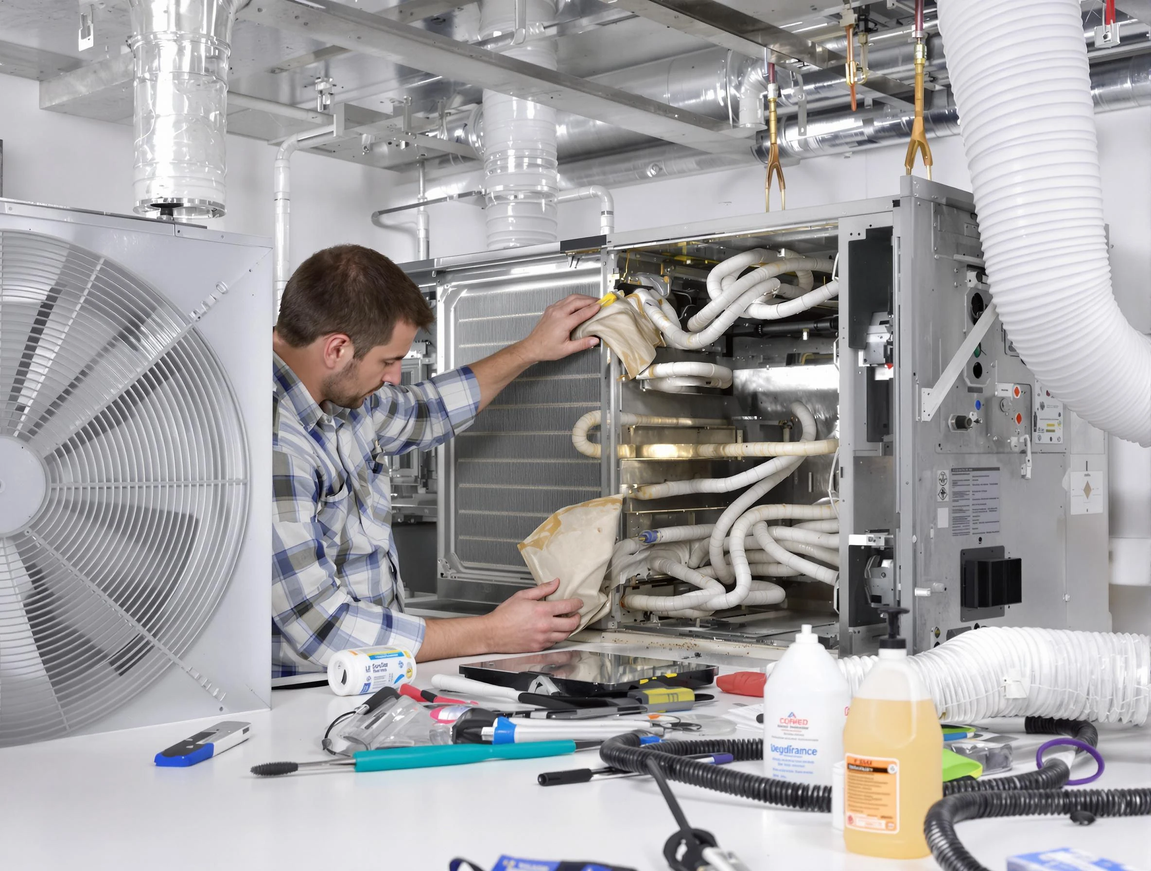 East Providence Air Duct Cleaning specialist performing precision AC coil cleaning in East Providence