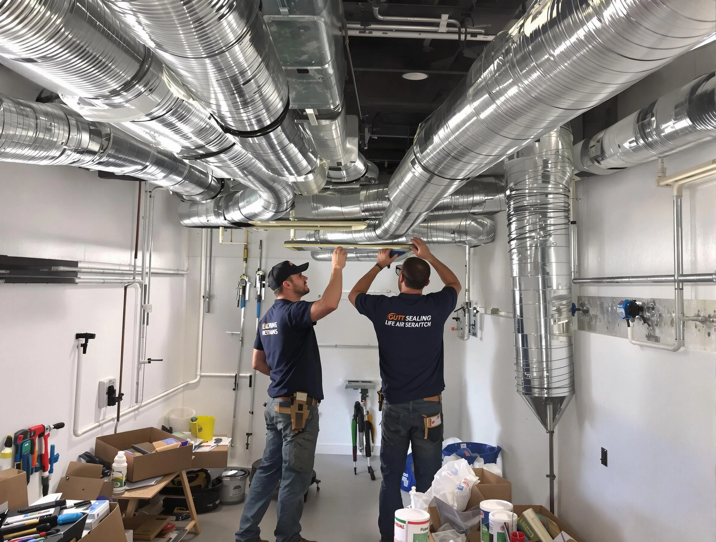East Providence Air Duct Cleaning technician applying professional duct sealing solutions in East Providence
